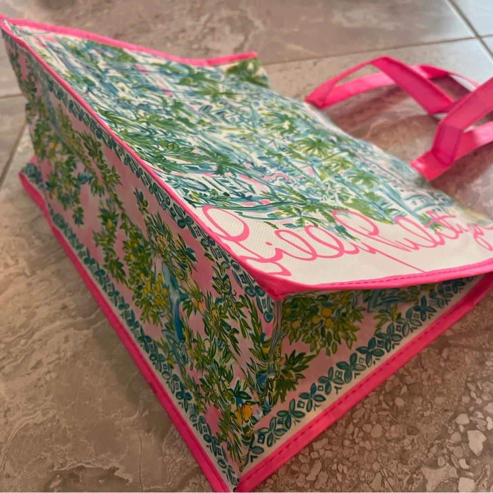 Lilly Pulitzer Tropical Pink and Green Tote Bag, 15” x 11”